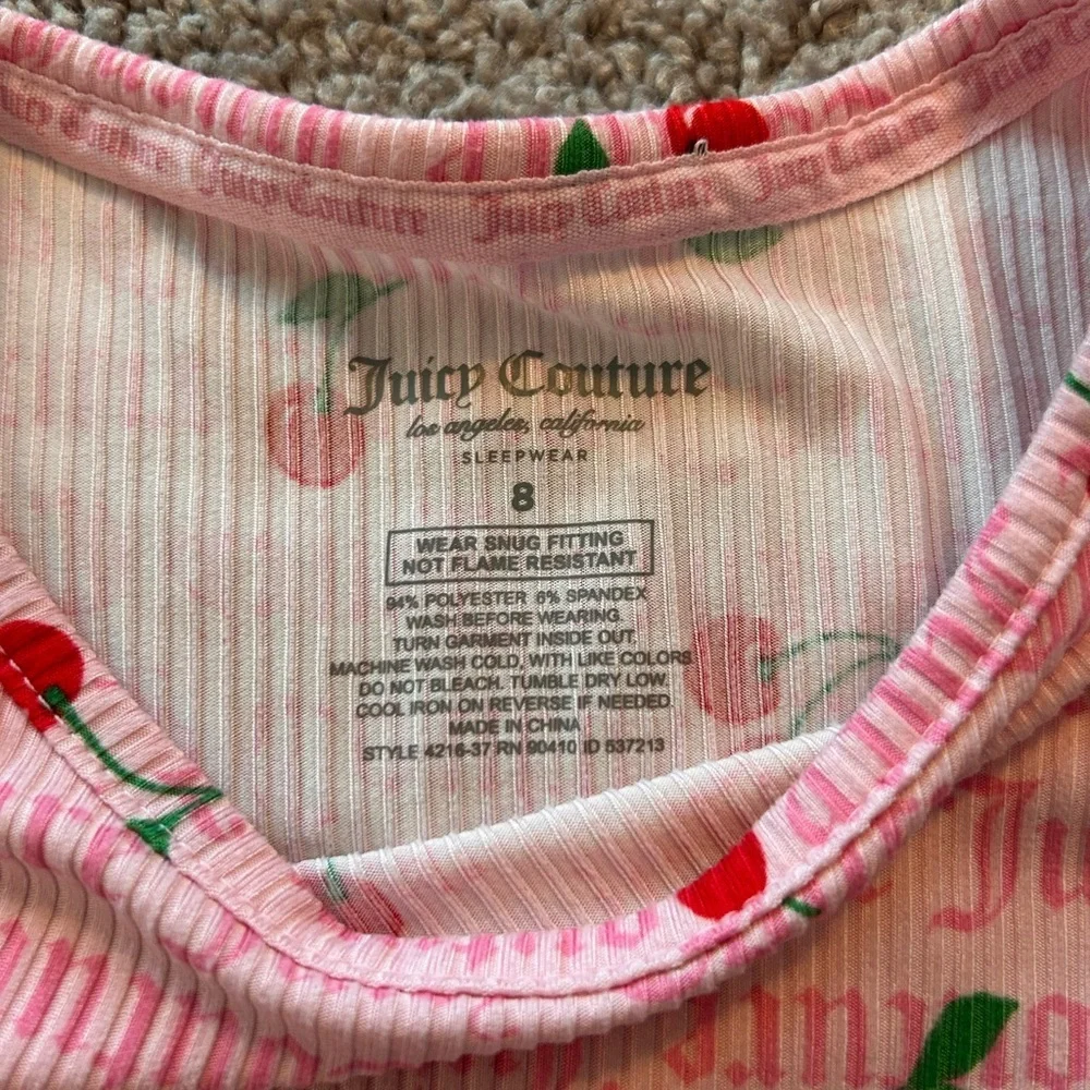 Juicy Couture Pink Ribbed With Cherries Girls PJ Set  Size 8